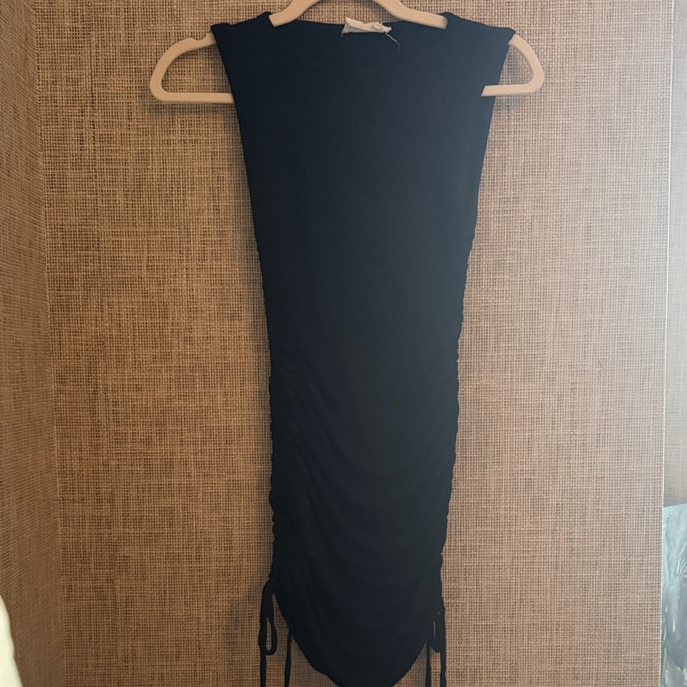 Chic Black Ruched Mini Dress